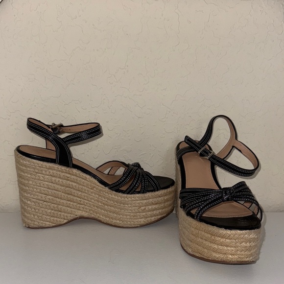 Urban Outfitters Black and Tan Wedge Sandals - Picture 2 of 7